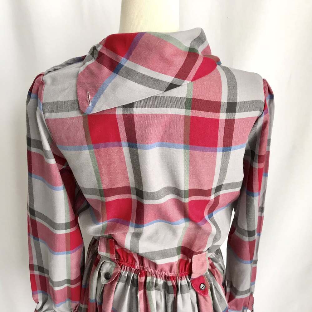 Vintage Katie’s Gray Red Plaid Long Sleeve Calf Length Dress Size 10 (S/M) - Picture 7 of 8